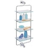 4-Tier Glass Bathroom Shelf (Chrome) (31.25 H x 11.5 W x 6.75 D)