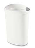Sterilite 10828004 Touch-Top Wastebasket with Titanium Latch, White, 4-Pack, 20-Quart