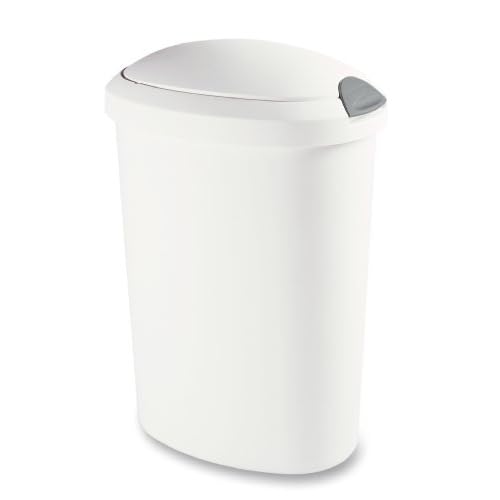 Sterilite 10828004 TouchTop Wastebasket with Titanium