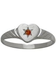 10 Karat White Gold Genuine Garnet Heart Solitaire Baby Ring