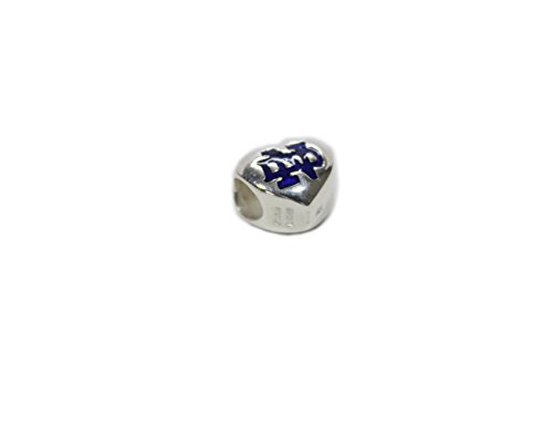 Heart Bead Notre Dame Logo Silver & Blue Enamel