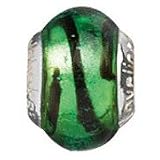 Lovelinks by Aagaard RETIRED Sterling Silver Green Tiger Bead with Murano Glass For Charm Bracelets