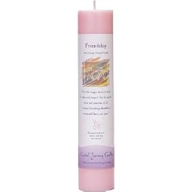 Crystal Journey Reiki Charged Herbal Magic Pillar Candle - FRIENDSHIP - Made with Aromatherapy Essential Oils - Musk, Carnation, and Wisteria Scented