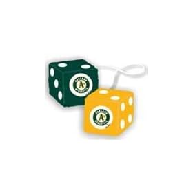 Official MLB Major League Baseball Licensed Team Logo Fuzzy Dice shape Mirro Danglers - Oakland Athletics