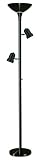 3-in-1 Black Tree Torchiere Floor Lamp