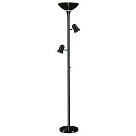 3-in-1 Black Tree Torchiere Floor Lamp