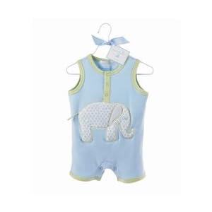 Mud Pie Baby Lil' Buddy Blue Cotton Sleeveless Romper, Elephant, 0 - 6 Months
