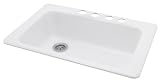 American Standard 7193.804.208 Lakeland 33-Inch Americast Large Single Bowl Four Hole Kitchen Sink, White Heat