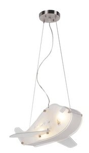 airplane light fixtures-Trans Globe KDL-847 Two Light Flying Airplane Pendant, Brushed Nickel Finish with Frosted Glass Images