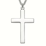 Sterling Silver Cross Necklace with Our Father Prayer on back of Cross Mens Religious Jewelry Mens Crosses Gift Boxed w Chain 24 Length Gift Boxed