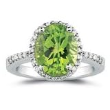 1 4+ Ct Diamond and Peridot Ring in 14K White Gold