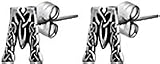 Celtic Letter M Silver Tone Pewter Stud Earrings