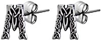 Celtic Letter "M" Pewter Stud Earrings
