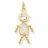 14k April Boy Gemstone Charm - JewelryWeb
