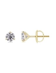0.9 ct Solitaire Diamond Stud Earrings in Yellow Gold