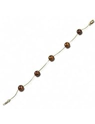 14k 7-7.5mm chocolate (dyed) freshwater cultured pearl station bracelet, 7.25"