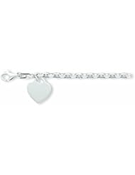 Sterling Silver 1.9mm Heart Charm Bracelet 8.5 Inches
