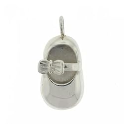 Fine Baby Shoe Pendant Charm in Solid Sterling Silver 925