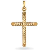 Jewelco London 9ct Yellow gold light weight twisted cross pendant ( 1.6g )