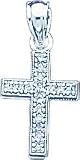 14K White Gold Diamond Cross Pendant Charm Jewelry