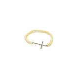 apop nyc Sterling Silver Sideways Cross Bracelet with Freshwater Pearl Stretchy 7 inch