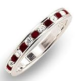 Crystal Bands - Sterling Silver Clear and Garnet Swarovski Crystal Band