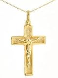 small solid rectangular gold crucifix cross (18K gold)
