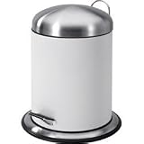 BERGNER Edelstahl Abfalleimer - 5 Liter - WEISS - Treteimer für Küche oder Bad - Abfallbehälter - Mülleimer - Eimer