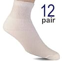 Diabetic Socks, Ultra Light, 12pair, Ankle/White Size 10-13