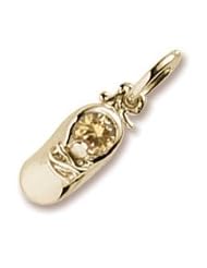 Rembrandt Charms Baby Shoe Charm with Simulated Topaz