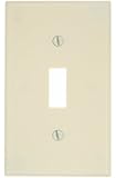Leviton 78001 1-Gang Toggle Device Switch Wallplate, Standard Size, Thermoset, Device Mount, Light Almond