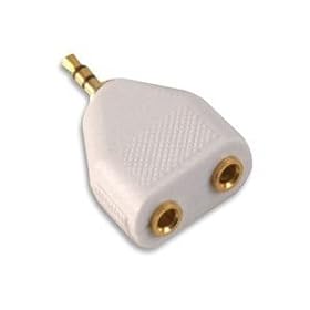 3.5mm Headphone Audio Splitter - WHITE - Gold Plated - Stereo 3.5mm Jack to 2 x 3.5mm Sockets - Indigo Banana Media