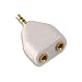 3.5mm Headphone Audio Splitter - WHITE - Gold Plated - Stereo 3.5mm Jack to 2 x 3.5mm Sockets - Indigo Banana Media