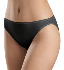 Hanro Women's Simply Satin Hi-Cut Brief - Black - Large