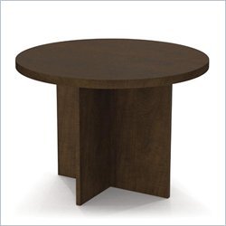 Bestar Meeting Solutions 42 Inch Round Light Board Top Meeting Table in Chocolate