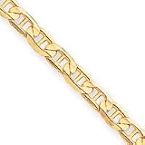14k 5.25mm Concave Anchor Chain Anklet - 9 Inch