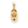14k Solid 3D Emerald Engraveable Baby Shoe Charm - JewelryWeb