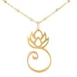 Lotus Flower Charm Holder or Pendant in Gold Vermeil on 18" Gold Fill Saturn Chain, #8144
