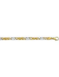 5mm Fancy Two Tone Gold Link Bracelet 9"