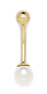14k Yellow Gold White Round Cultured Pearl 14 