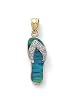 14k Two-Tone Dark Green Opal Flip-Flop and Diamond Pendant - JewelryWeb