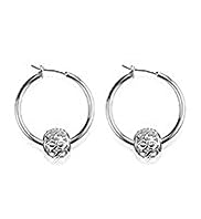 Silver Plated Floral Cut-Out Hoop Earrings