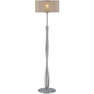 Lite Source Optiska 1 Light Floor Lamp, Chrome Optic Vinyl Shade