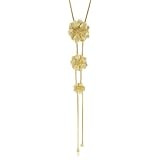 Kenneth Jay Lane Satin Gold 3 Flower Drop Neck