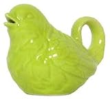 Stoneware Pottery Kiwi Green Bird Creamer 3.5"H, 5oz Set / 2