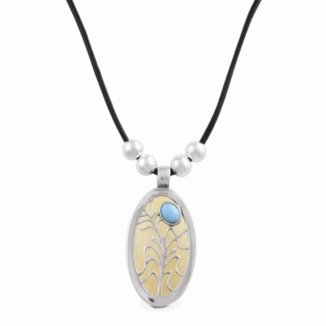 Cippy Crazyhorse Sterling Silver Yellow Jasper Pendant on Long Cord Necklace