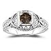 0.55 Ct Brown & White Diamond Filigree Ring in 14K White Gold