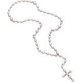 Pink Cultured Pearl and Sterling Silver Rosary