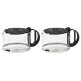 Capresso 4451.01-2PK 10 Cup Glass Carafe with Lid 2 Pack, Black by Capresso