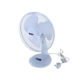 White 12" 3 Speed Oscillating Desk top Fan with adjustable tilt Cold Air For Office and Home